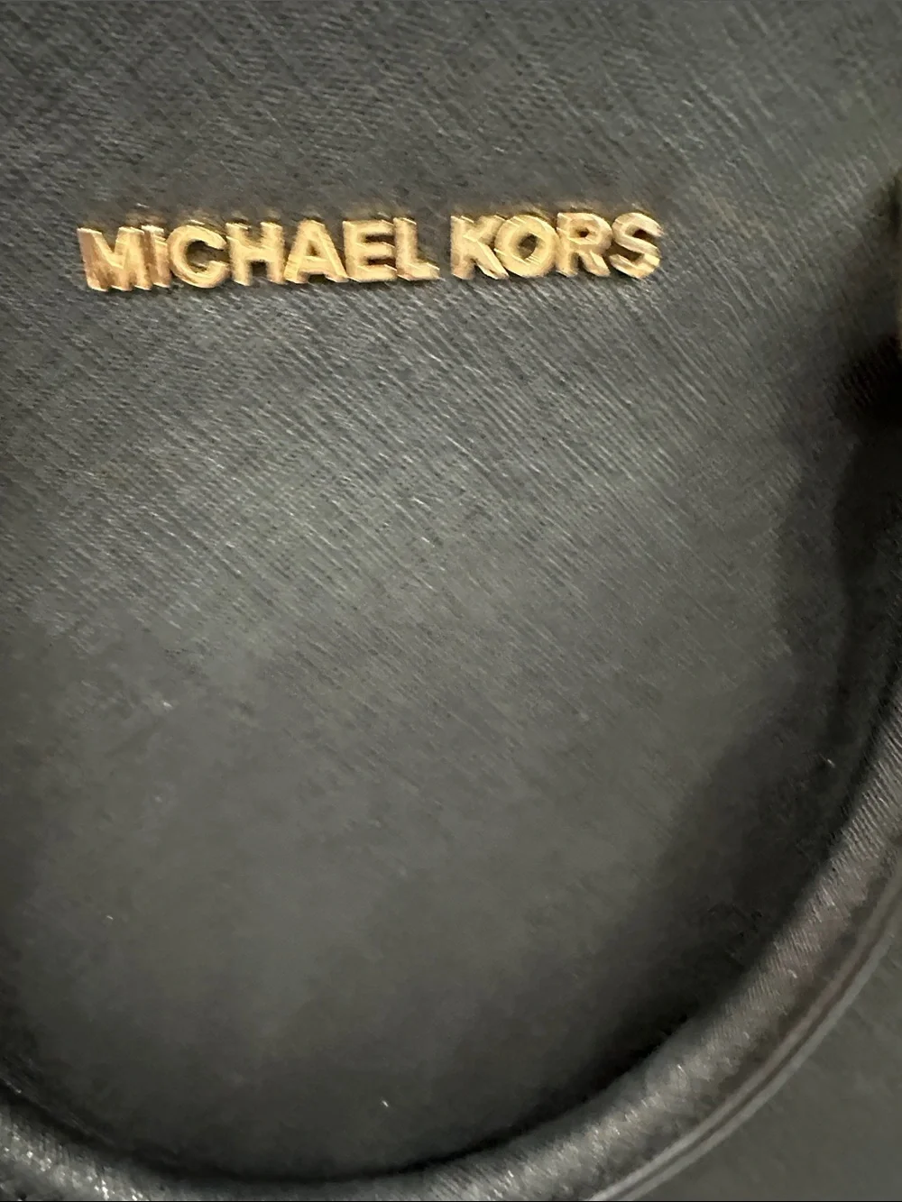 MICHAEL KORS Black Saffiano Leather Satchel with Gold Hardware